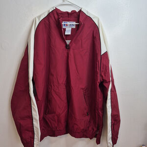 Russell Athletic Water Resistant 1/4 Zip Jacket With Pockets Men’s 2XL Red